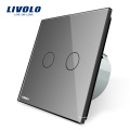 Livolo EU Luxus Weiß Kristallglas Wand Smart Touch Schalter Normal 2 Gang 1 Way VL-C702-11 / 12/13/15